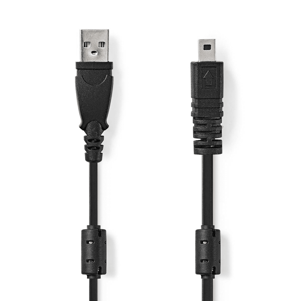 USB-Kabel USB 2.0 USB-A Male US-E6 8-pins Male 480 Mbps Vernikkeld 2.00 m Rond PVC Zwart Label