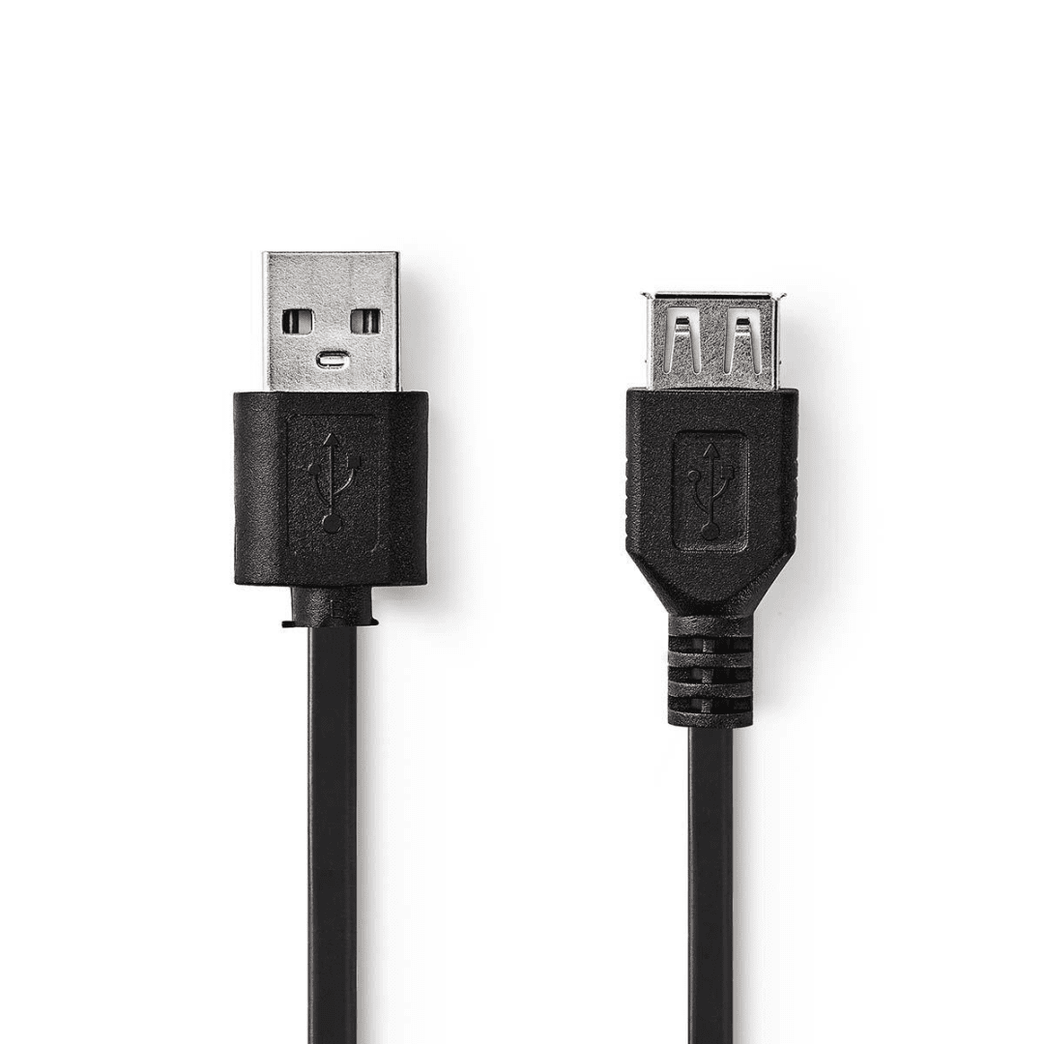 USB-Kabel USB 2.0 USB-A Male USB-A Female 7.5 W 480 Mbps Vernikkeld 1.00 m Rond PVC Zwart Label
