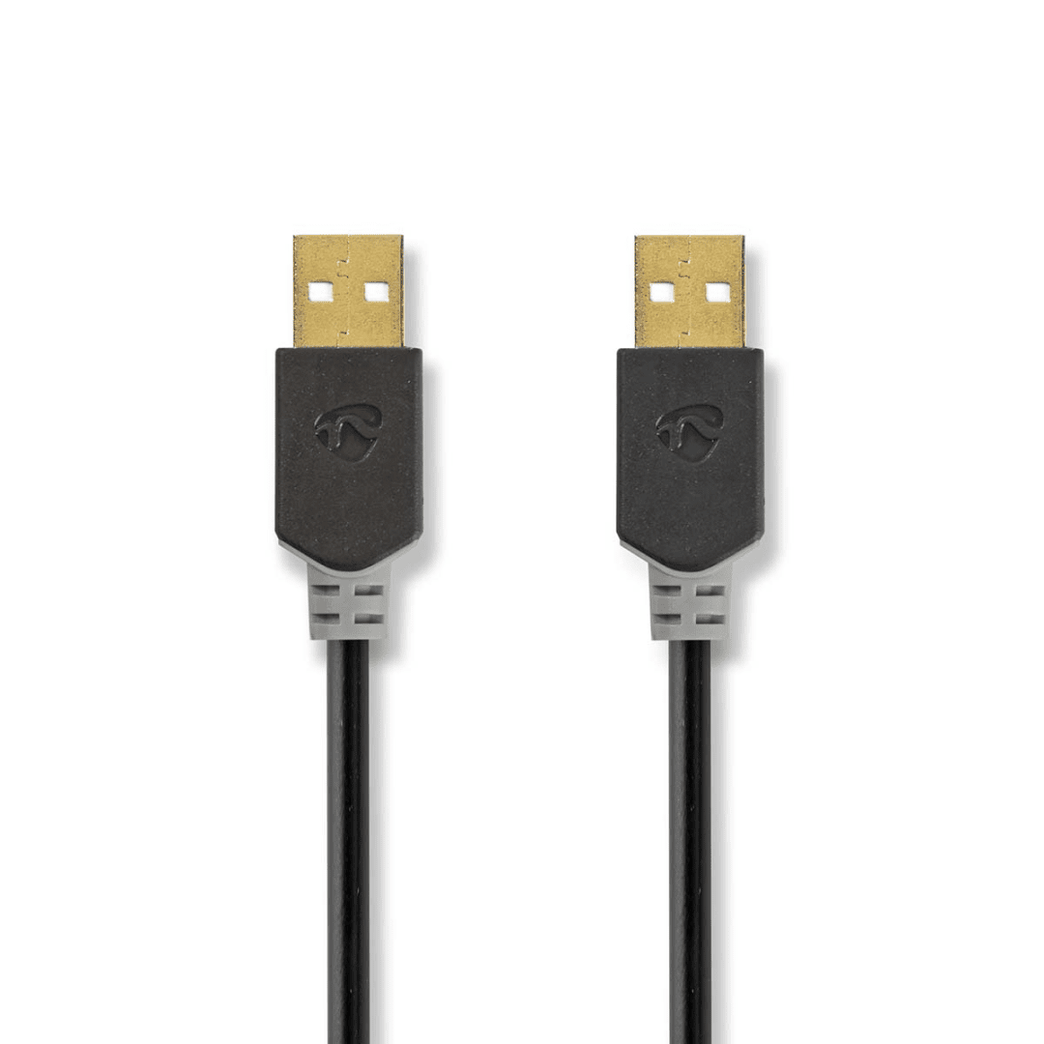 USB-Kabel USB 2.0 USB-A Male USB-A Male 480 Mbps Verguld 2.00 m Rond PVC Antraciet Doos