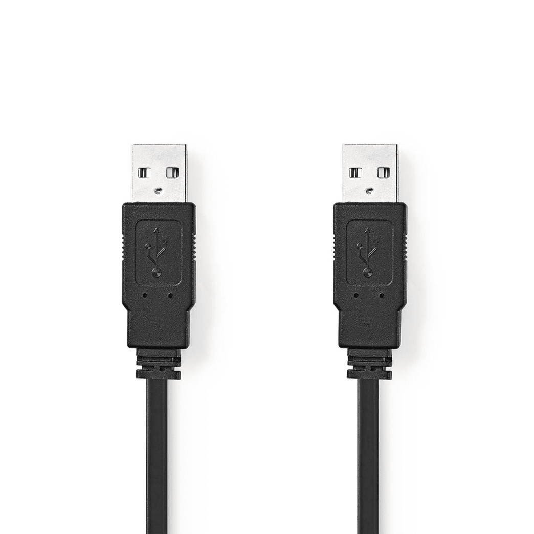 USB-Kabel USB 2.0 USB-A Male USB-A Male 480 Mbps Vernikkeld 1.00 m Plat PVC Zwart Polybag