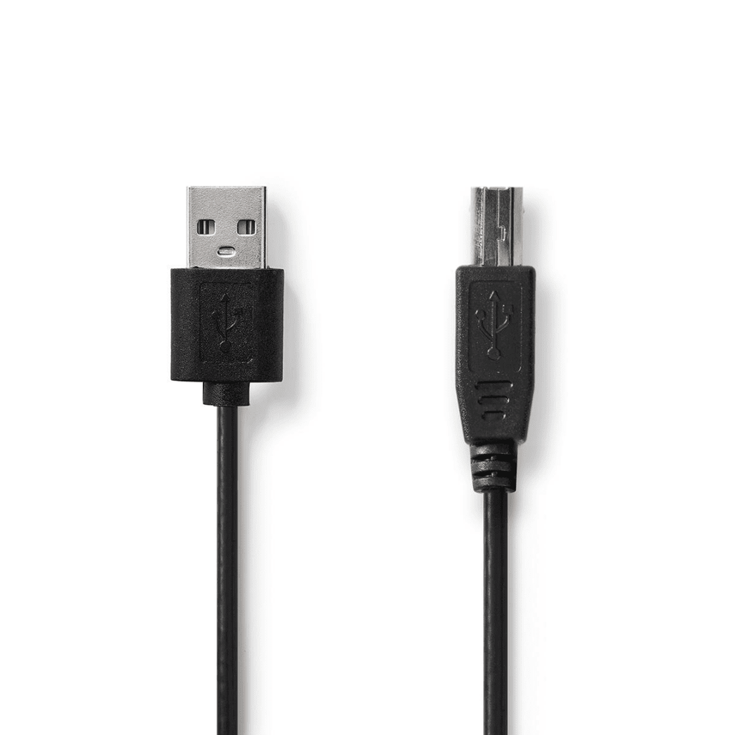 USB-Kabel USB 2.0 USB-A Male USB-B Male 7.5 W 480 Mbps Vernikkeld 1.00 m Rond PVC Zwart Label
