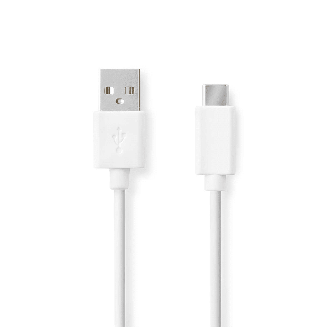 USB-Kabel USB 2.0 USB-A Male USB-C Male 60 W 480 Mbps Vernikkeld 2.00 m Rond PVC Wit Doos