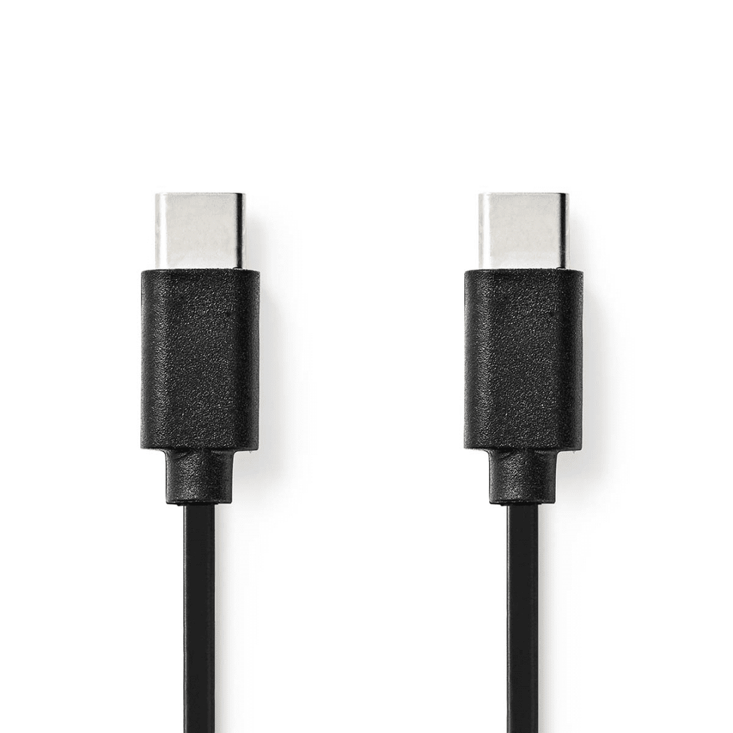 USB-Kabel USB 2.0 USB-C Male USB-C Male 60 W 480 Mbps Vernikkeld 1.00 m Rond PVC Zwart Label