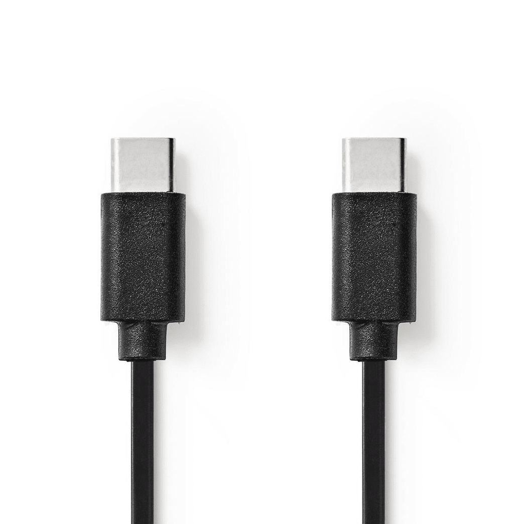 USB-Kabel USB 2.0 USB-C Male USB-C Male 7.5 W 480 Mbps Vernikkeld 2.00 m Rond PVC Zwart Label