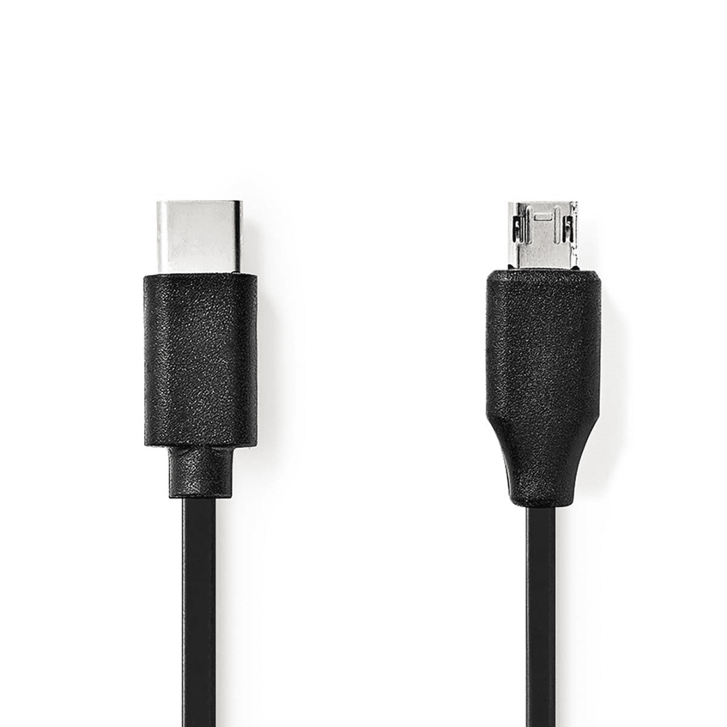 USB-Kabel USB 2.0 USB-C Male USB Micro-B Male 60 W 480 Mbps Vernikkeld 1.00 m Rond PVC Zwart Label