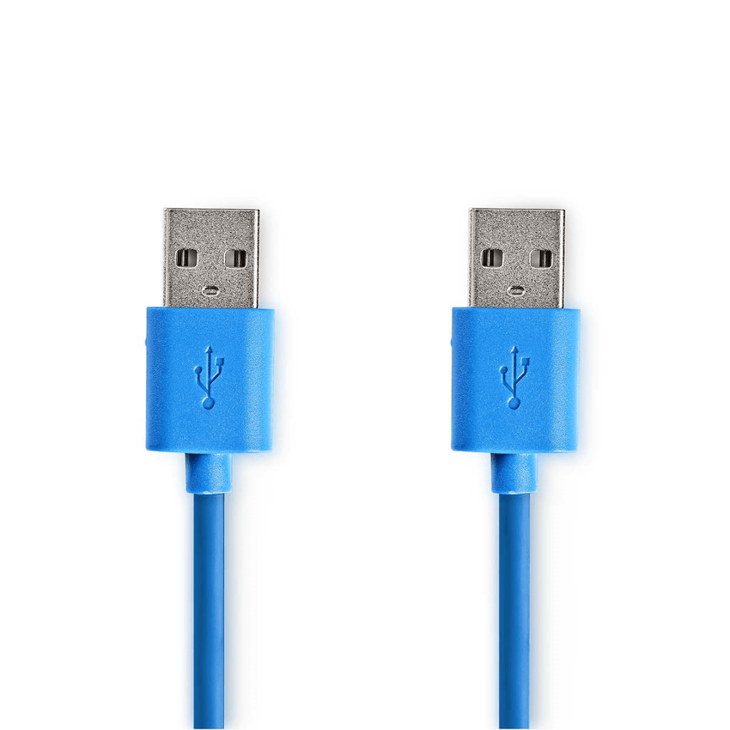 USB-Kabel USB 3.2 Gen 1 USB-A Male USB-A Male 5 Gbps Vernikkeld 1.00 m Rond PVC Blauw Polybag