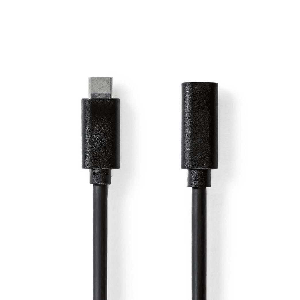 USB-Kabel USB 3.2 Gen 1 USB-C Male USB-C Female 60 W 4K@60Hz 5 Gbps Vernikkeld 2.00 m Rond PVC Zwart Label