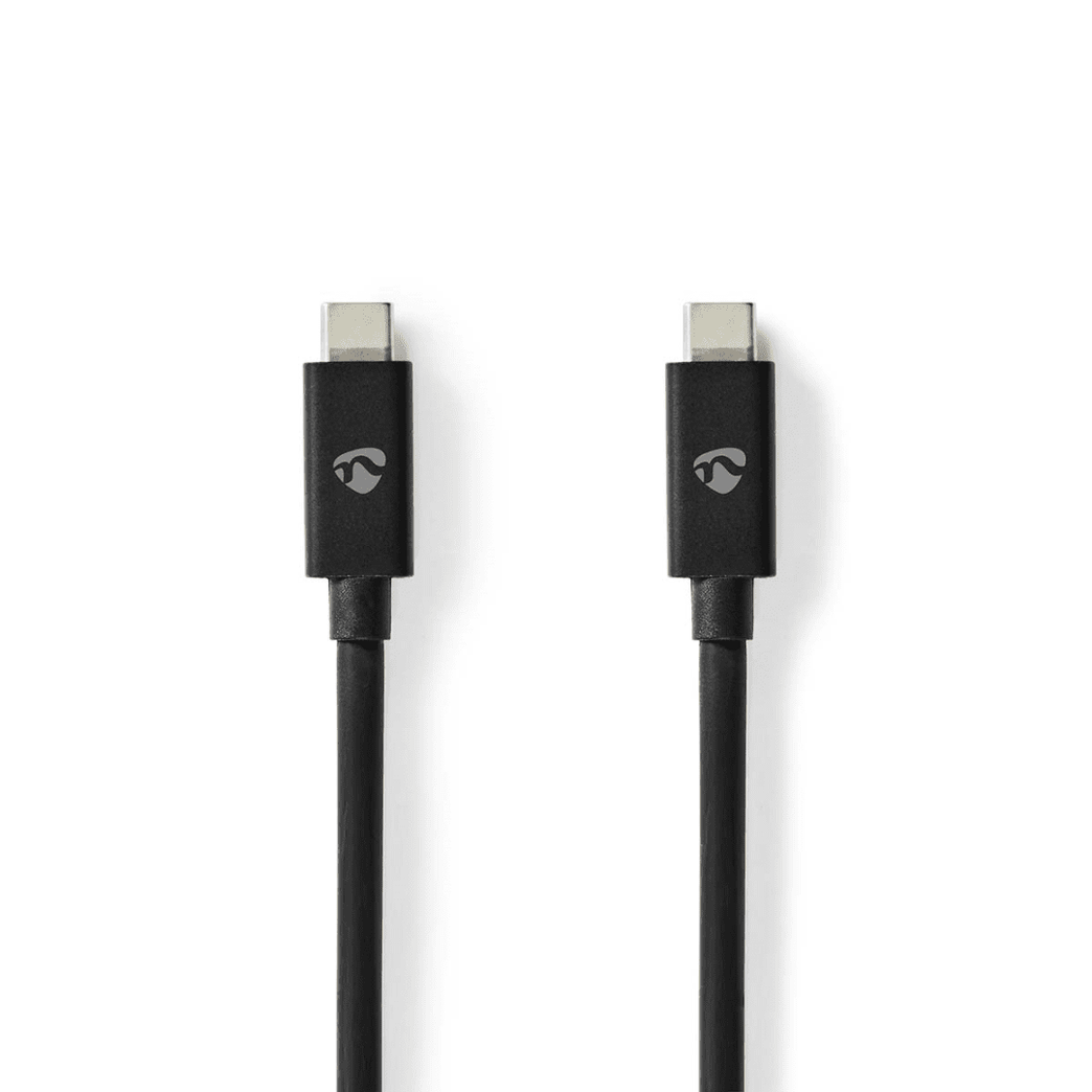 USB-Kabel USB 4.0 Gen 2x2 USB-C Male USB-C Male 240 W 8K@60Hz 20 Gbps Vernikkeld 2.00 m Rond PVC Zwart Envelop