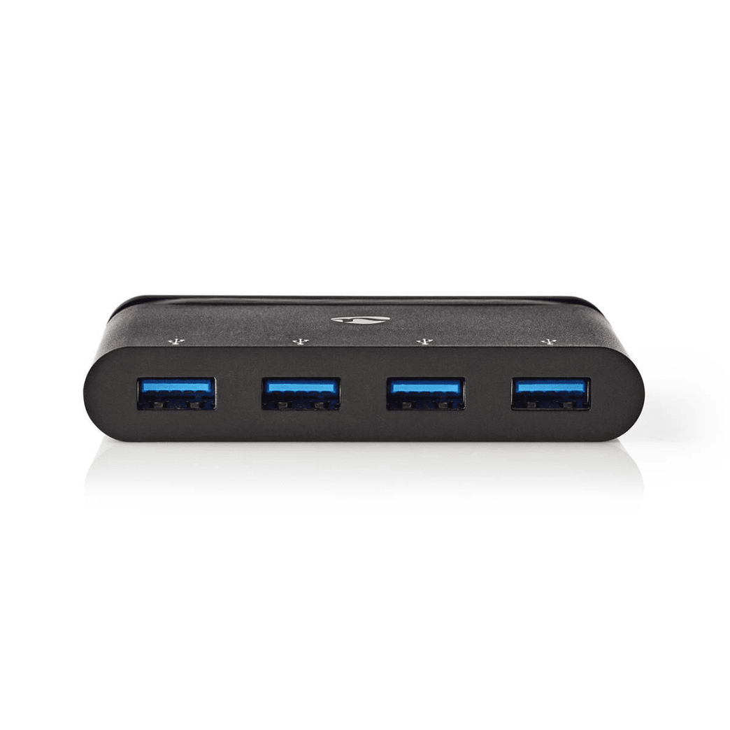 USB Multi-Port Adapter USB 3.2 Gen 1 USB-C Male 4x USB-A Rond Vernikkeld Zwart Window Box met Euro Lock