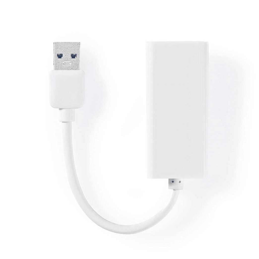 USB-netwerkadapter USB 3.2 Gen 1 1 Gbps USB-A Male RJ45 Female 0.20 m Rond Vernikkeld Koper Wit Doos
