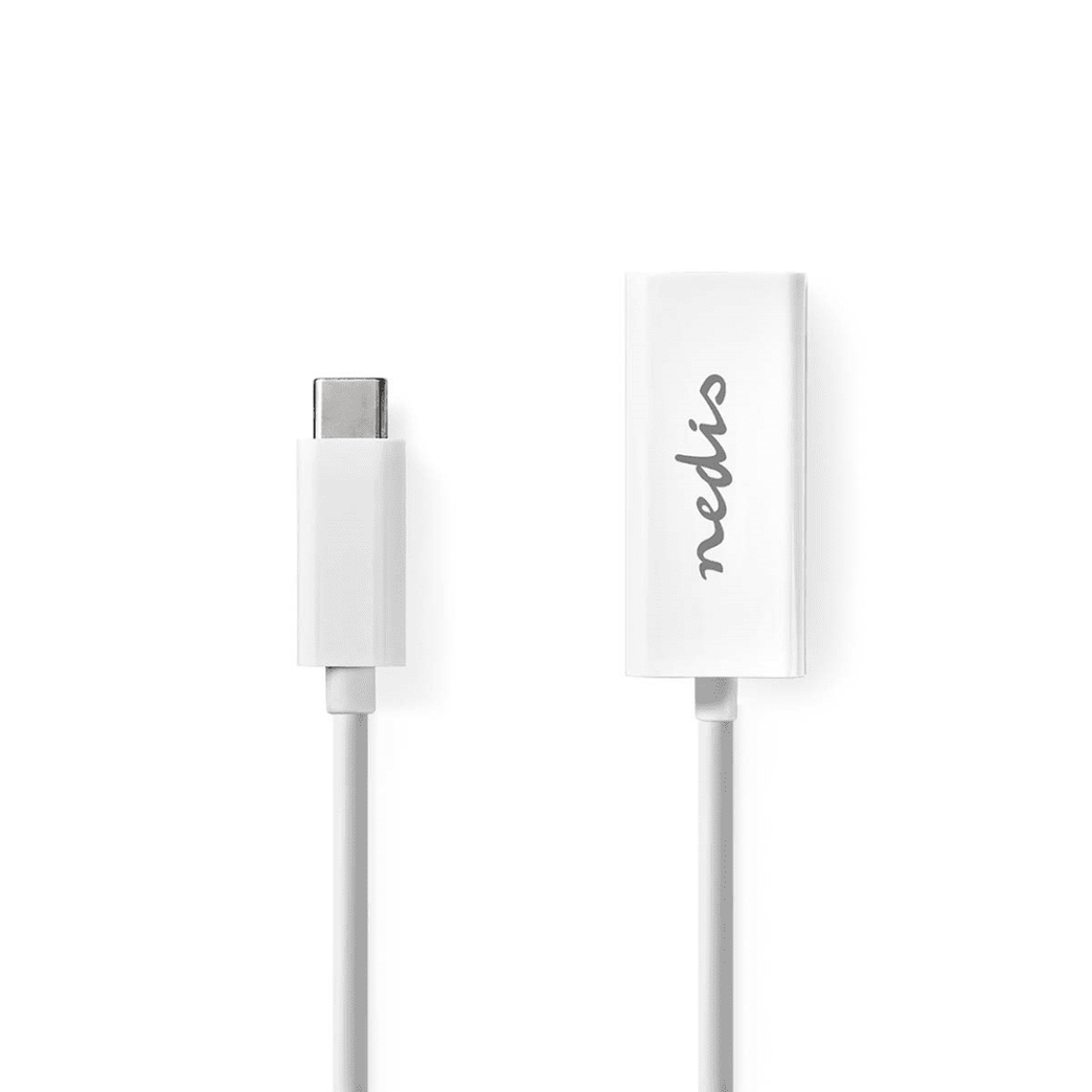 USB-netwerkadapter USB 3.2 Gen 1 1000 Mbps USB-C Male RJ45 Female 0.20 m Rond Vernikkeld Vertind-Koper Wit Doos