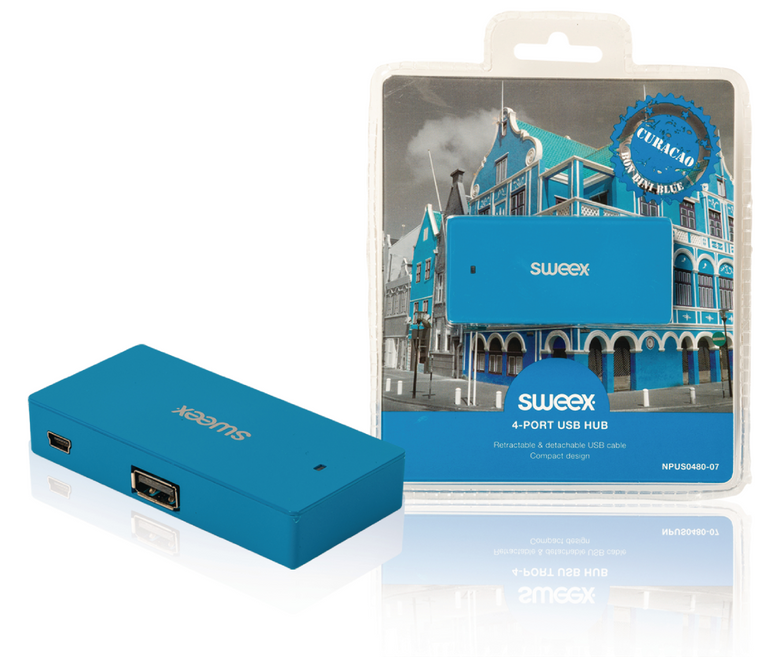 4 Poorten Hub USB 2.0 Blauw