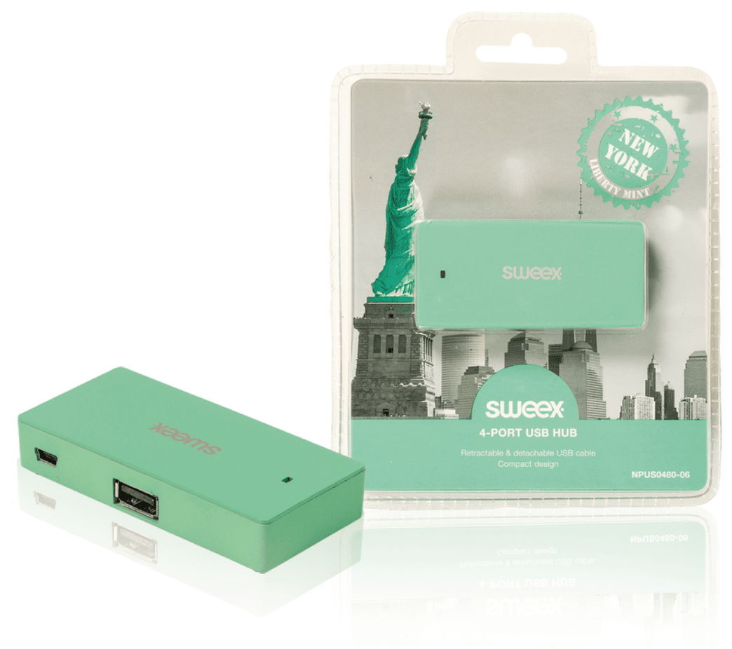 4 Poorten Hub USB 2.0 Groen