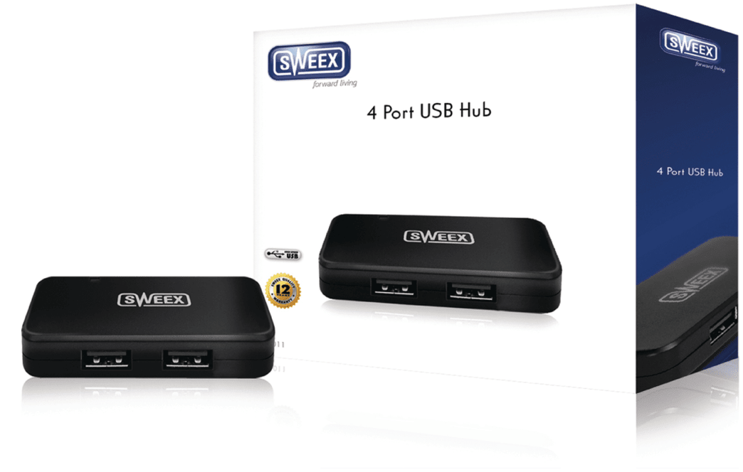 4 Poorten Hub USB 2.0 Zwart