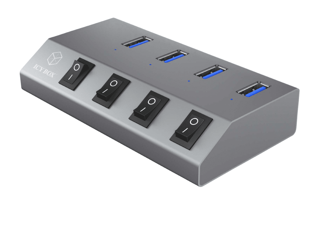 4 Poorten Hub USB 3.0 Antraciet