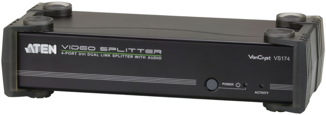 4-Poorts Met Audio-Ondersteuning DVI-Splitter Zwart
