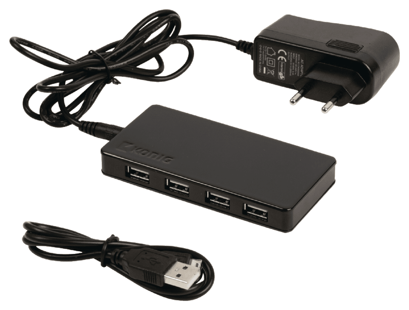 7 Poorten Hub USB 2.0 Gevoed Zwart