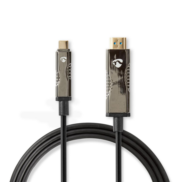 Actieve Optische USB-Kabel USB-C Male HDMI Connector 18 Gbps 30.0 m Rond PVC Zwart Gift Box