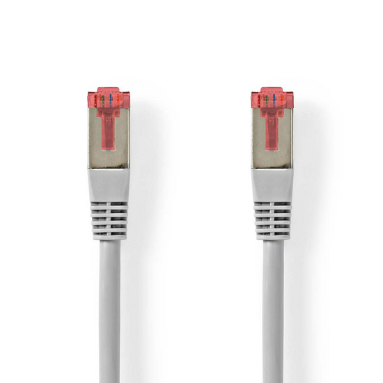 CAT6-kabel RJ45 Male RJ45 Male S/FTP 30.0 m Rond PVC Grijs Label