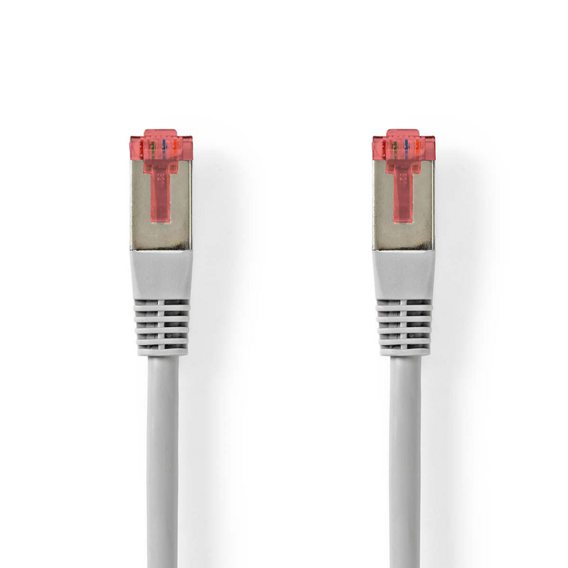 CAT6-kabel RJ45 Male RJ45 Male S/FTP 30.0 m Rond PVC Grijs Label