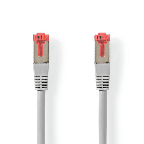 CAT6-kabel RJ45 Male RJ45 Male S/FTP 3.00 m Rond PVC Grijs Label