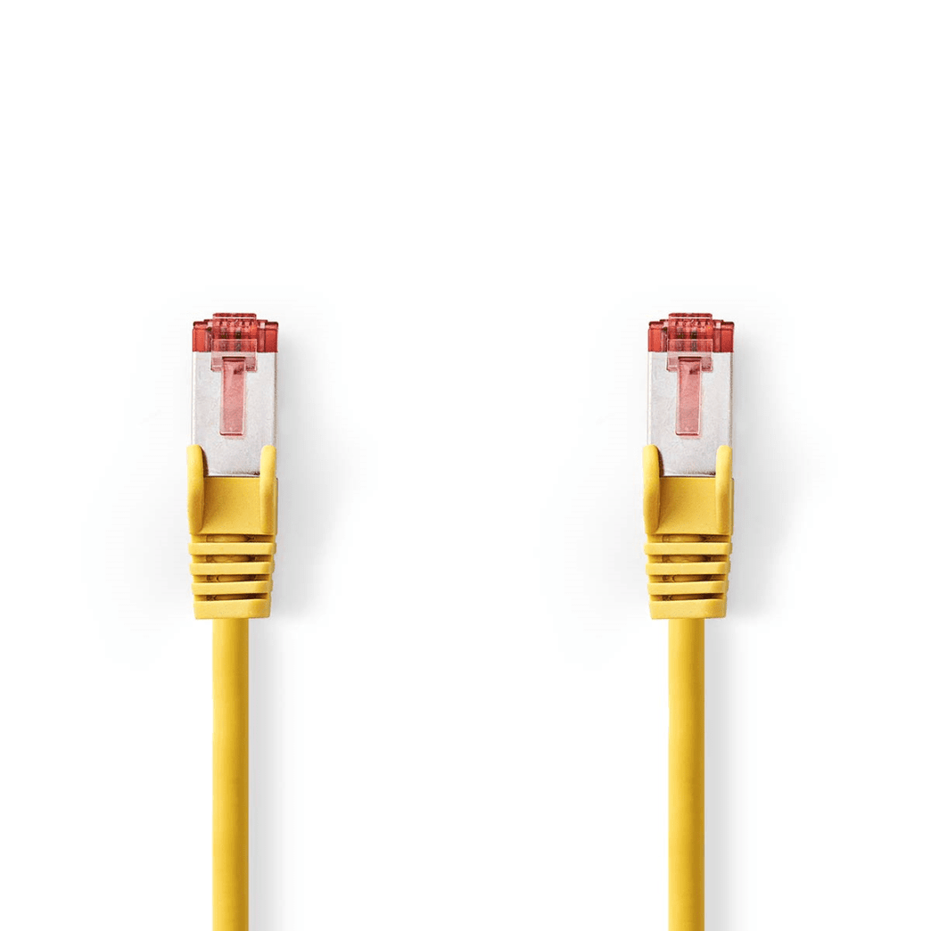 CAT6 Netwerkkabel RJ45 Male RJ45 Male S/FTP 0.15 m Rond LSZH Geel Label
