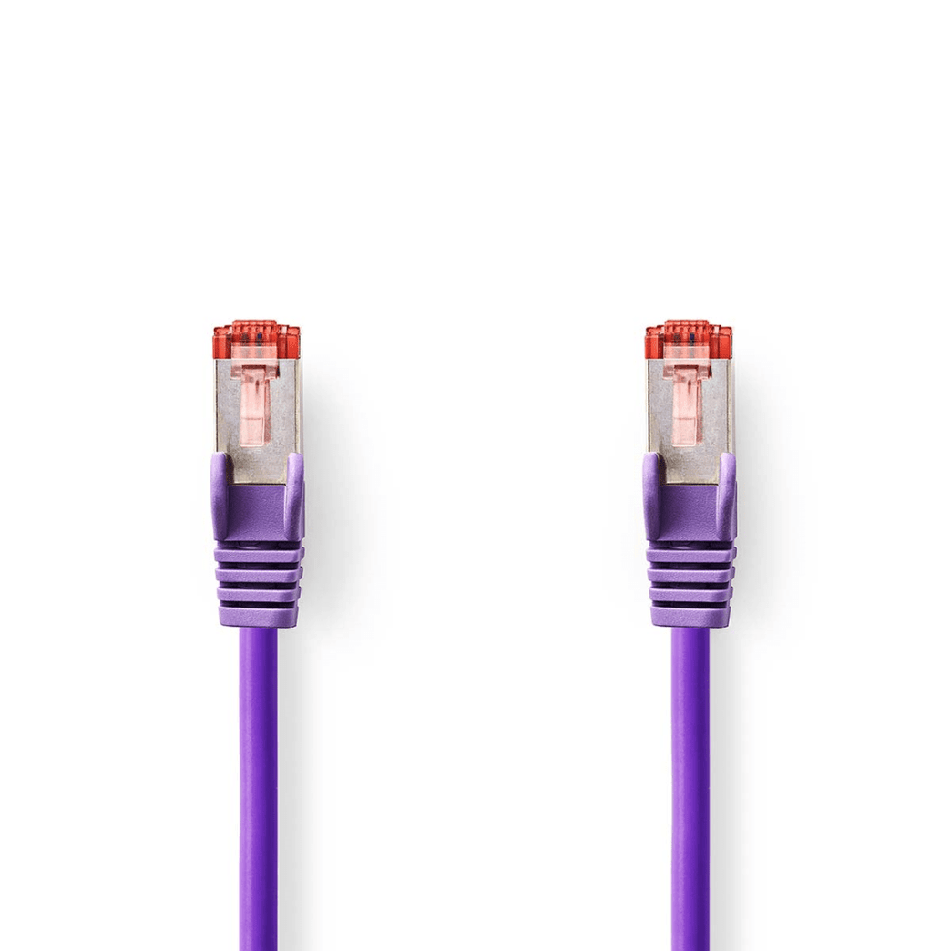 CAT6 Netwerkkabel RJ45 Male RJ45 Male S/FTP 0.25 m Rond LSZH Violet Label