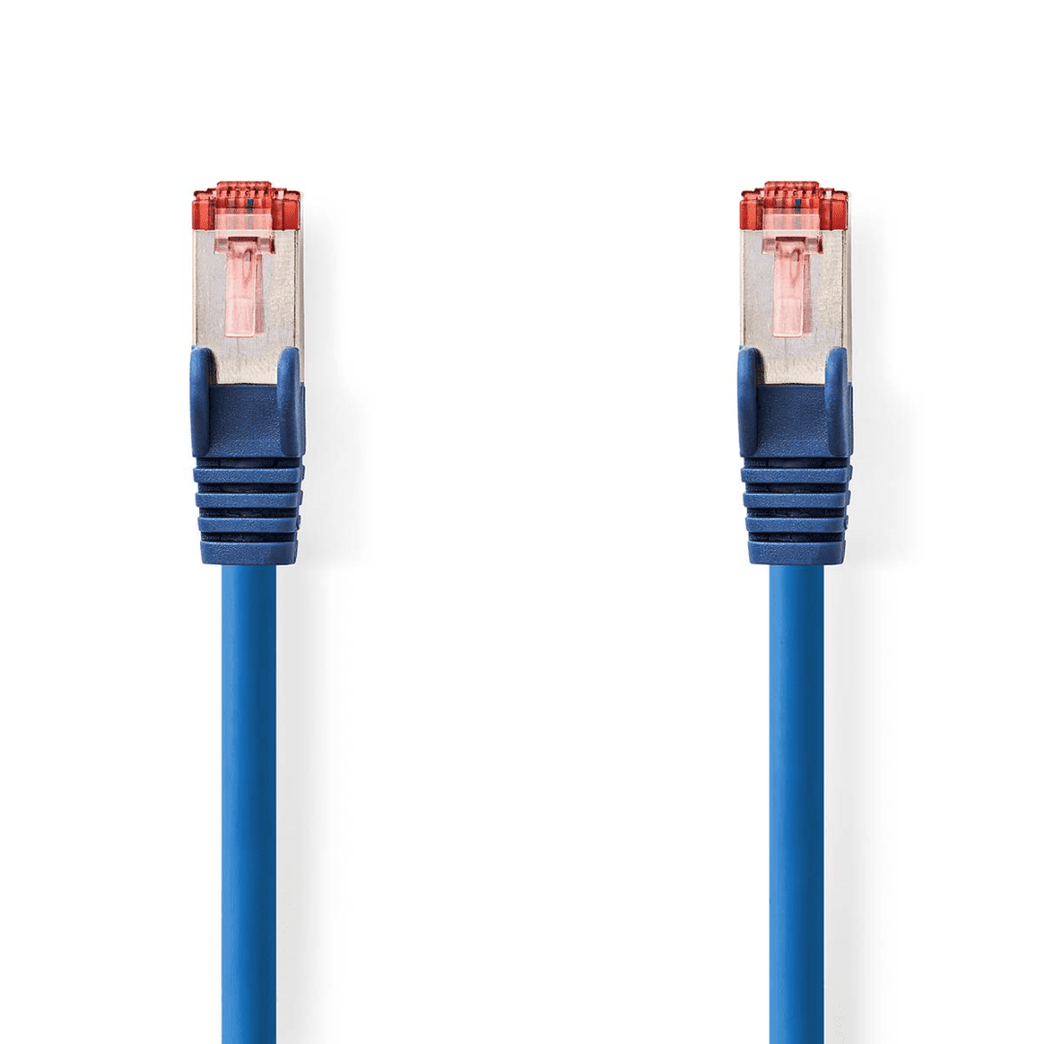 CAT6 Netwerkkabel RJ45 Male RJ45 Male S/FTP 0.50 m Rond LSZH Blauw Label