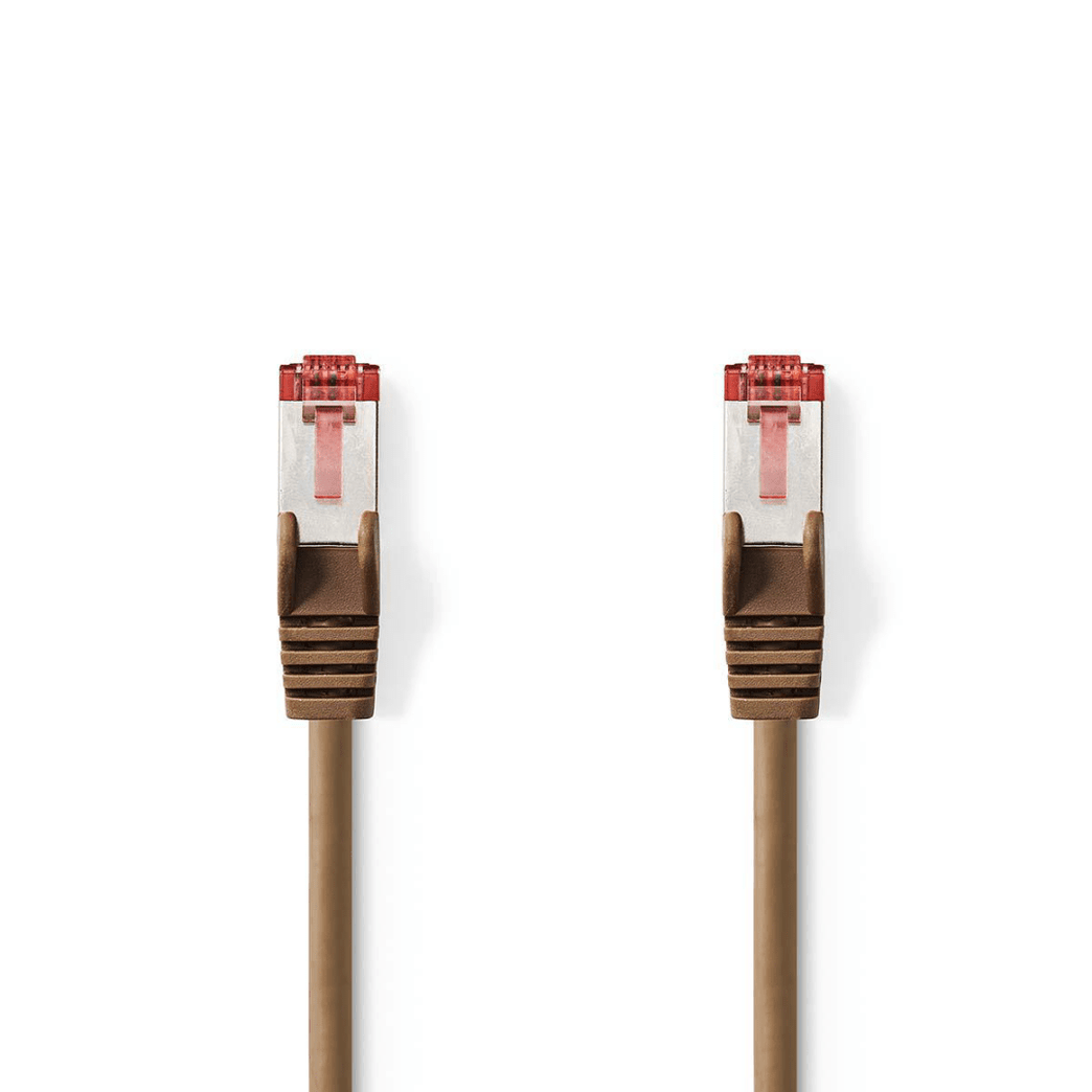 CAT6 Netwerkkabel RJ45 Male RJ45 Male S/FTP 10.0 m Rond LSZH Bruin Polybag
