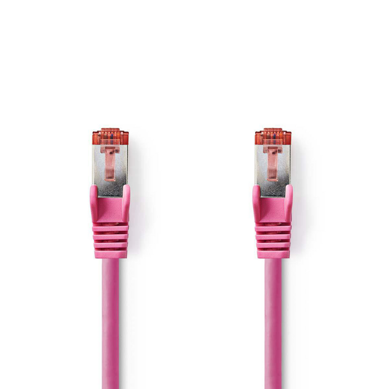 CAT6 Netwerkkabel RJ45 Male RJ45 Male S/FTP 15.0 m Rond LSZH Roze Polybag