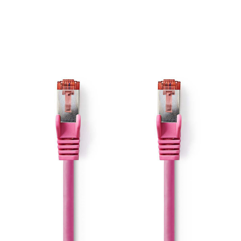 CAT6 Netwerkkabel RJ45 Male RJ45 Male S/FTP 15.0 m Rond LSZH Roze Polybag