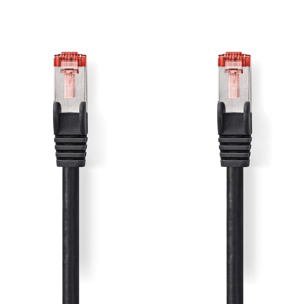 CAT6 Netwerkkabel RJ45 Male RJ45 Male S/FTP 2.00 m Rond LSZH Zwart Label