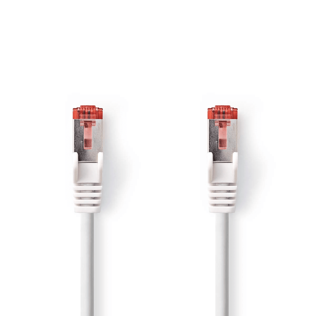 CAT6 Netwerkkabel RJ45 Male RJ45 Male S/FTP 7.50 m Rond LSZH Wit Label
