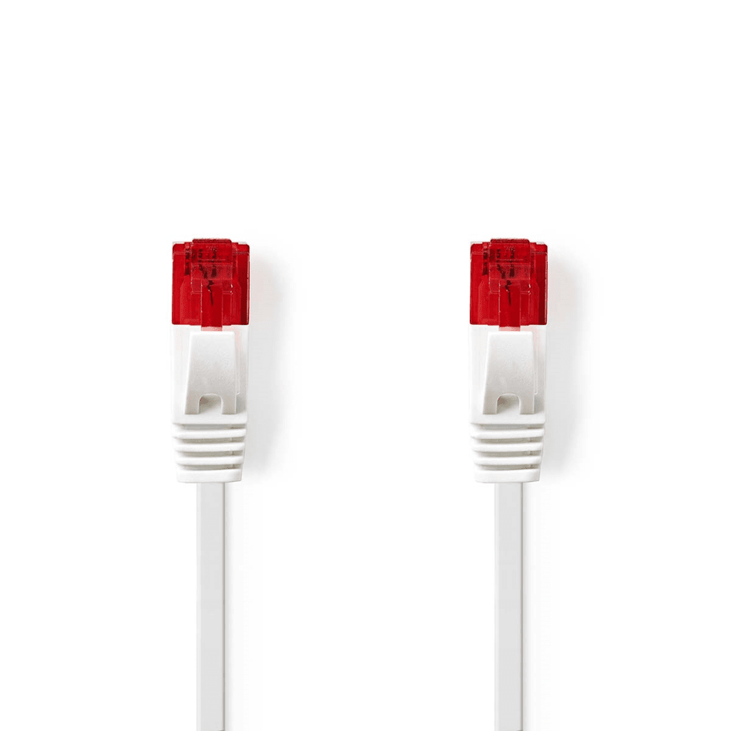 CAT6 Netwerkkabel RJ45 Male RJ45 Male U/UTP 0.50 m Snagless Plat PVC Wit Label