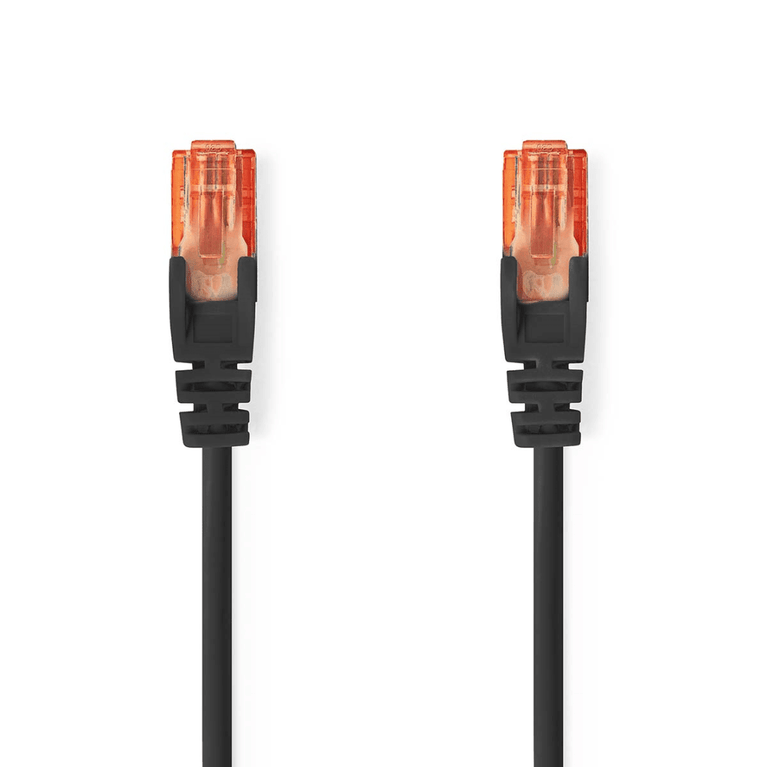 CAT6 Netwerkkabel RJ45 Male RJ45 Male U/UTP 1.00 m Rond PVC Zwart Label