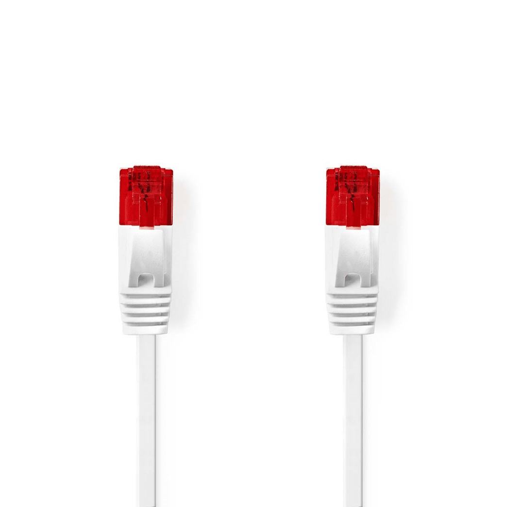 CAT6 Netwerkkabel RJ45 Male RJ45 Male U/UTP 2.00 m Snagless Plat PVC Wit Label