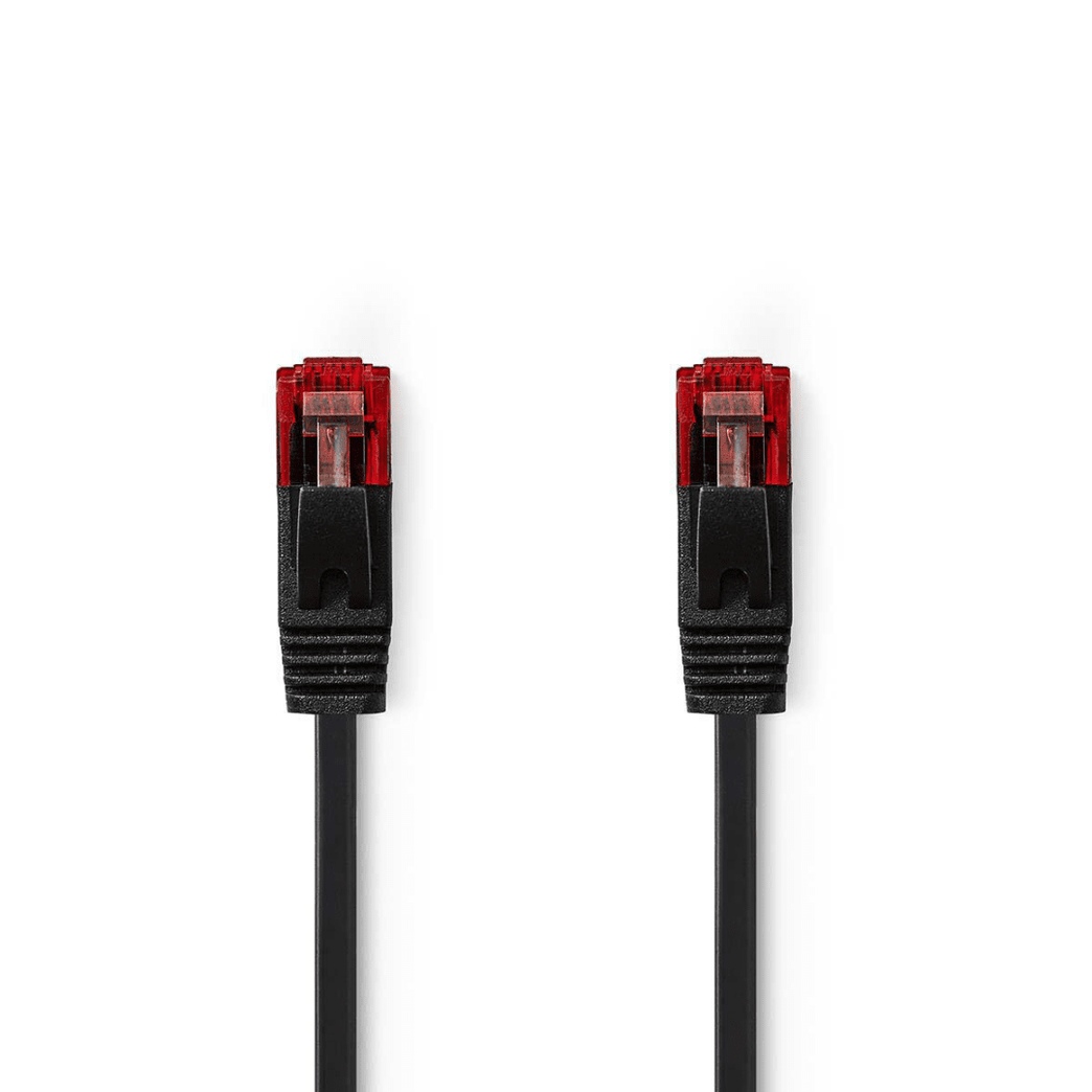 CAT6 Netwerkkabel RJ45 Male RJ45 Male U/UTP 2.00 m Snagless Plat PVC Zwart Polybag