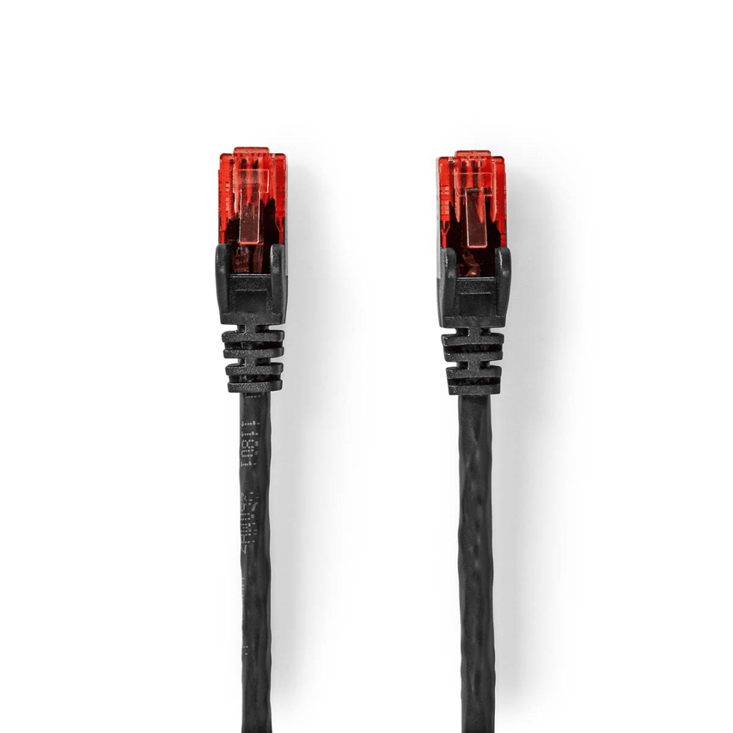 CAT6 Netwerkkabel RJ45 Male RJ45 Male U/UTP 50.0 m Buitenshuis Rond PE Zwart Label