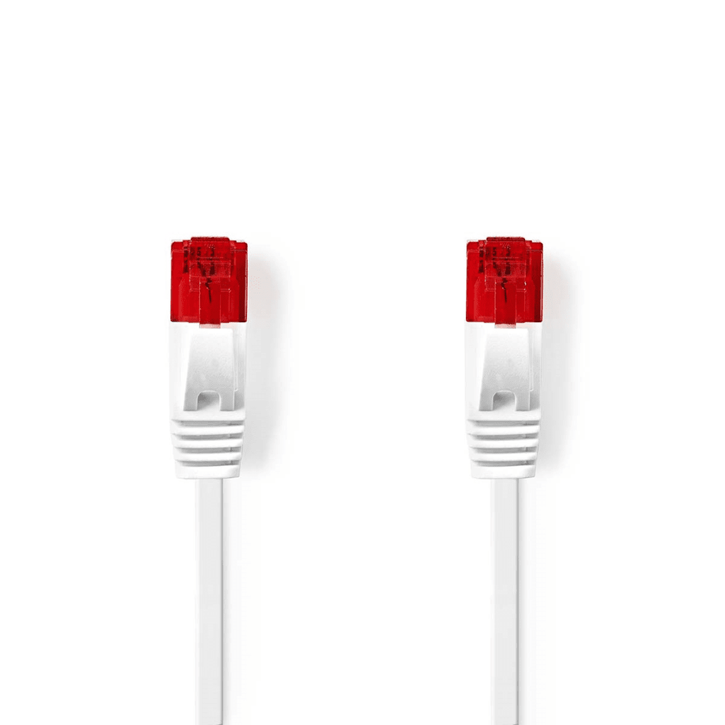 CAT6 Netwerkkabel RJ45 Male RJ45 Male U/UTP 5.00 m Snagless Plat PVC Wit Polybag