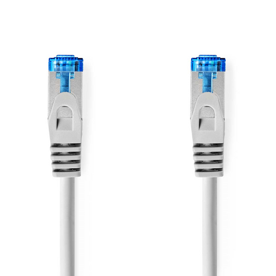 CAT6a netwerkkabel S/FTP RJ45 Male RJ45 Male 1.00 m Snagless Rond LSZH Grijs Envelop