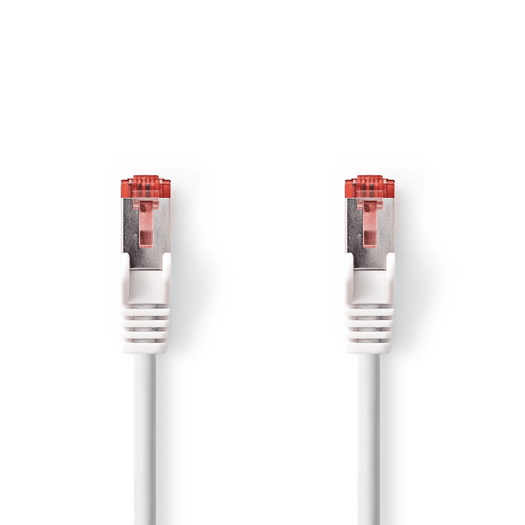 CAT6a netwerkkabel S/FTP RJ45 Male RJ45 Male 1.50 m Rond LSZH Wit Doos