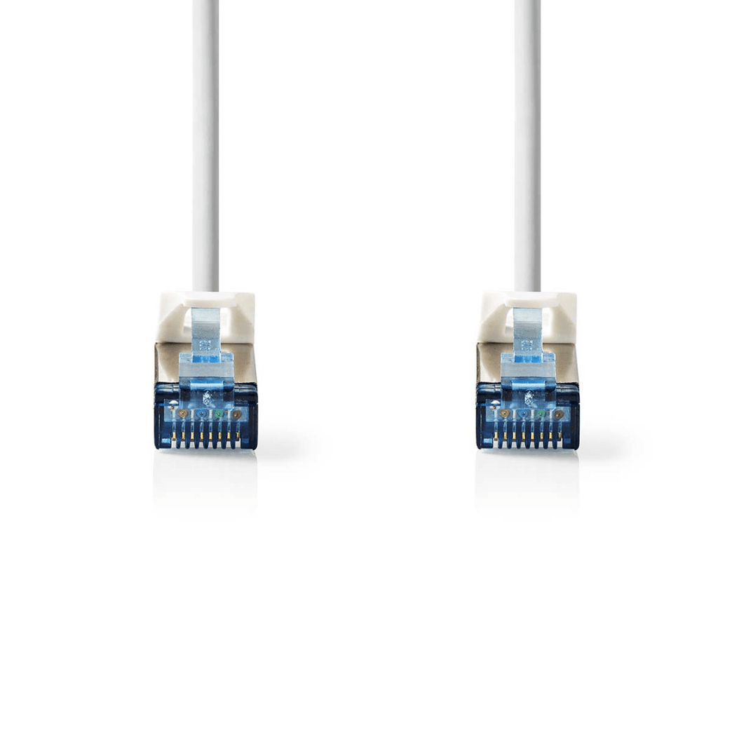 CAT6a netwerkkabel S/FTP RJ45 Male RJ45 Male 2.00 m Snagless Rond LSZH Wit Label