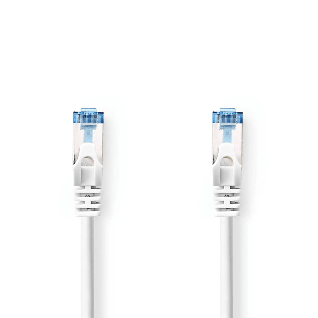 CAT6a netwerkkabel S/FTP RJ45 Male RJ45 Male 3.00 m Snagless Rond LSZH Wit Label