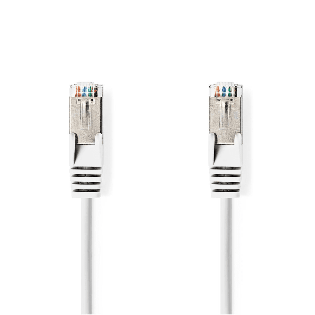 CAT6a netwerkkabel SF/UTP RJ45 Male RJ45 Male 10.0 m Rond PVC Wit Label