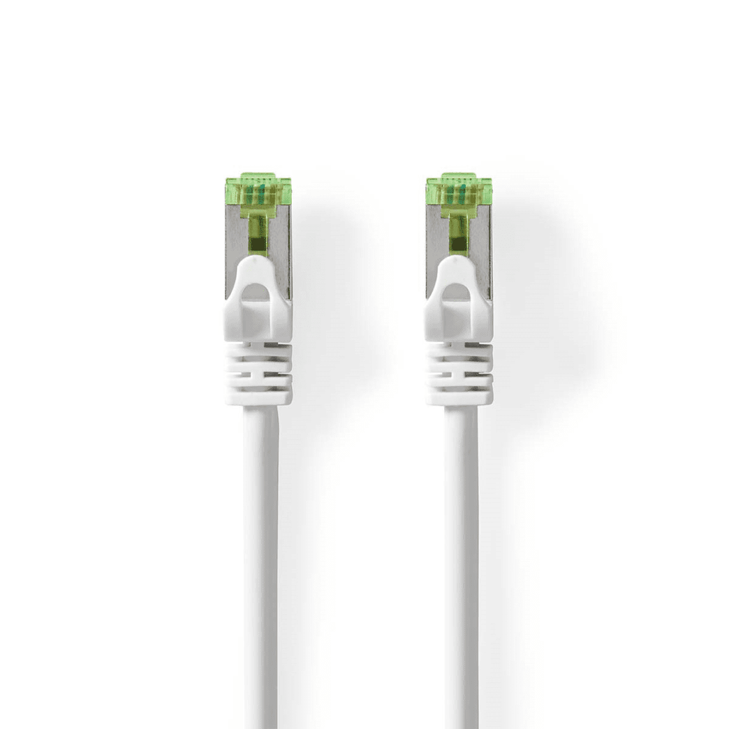 CAT7 Netwerkkabel S/FTP RJ45 Male RJ45 Male 2.00 m Snagless Rond LSZH Wit Envelop