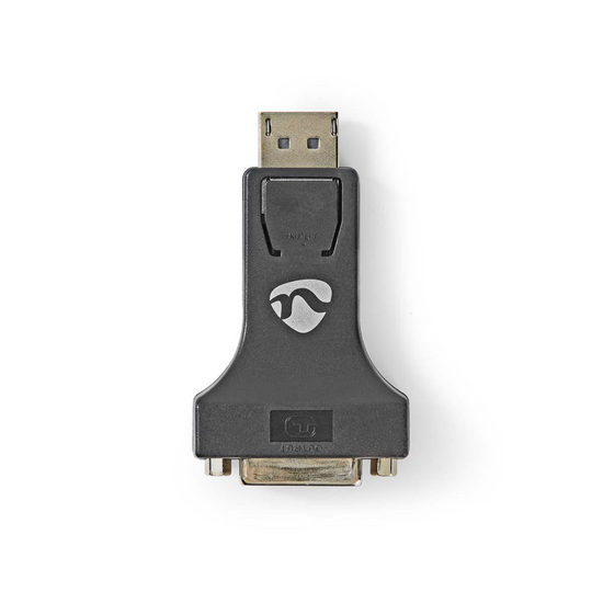 DisplayPort-Adapter DisplayPort Male DVI-I 24+5-Pins Female 1080p Vernikkeld Recht Rond ABS ABS Zwart Blister