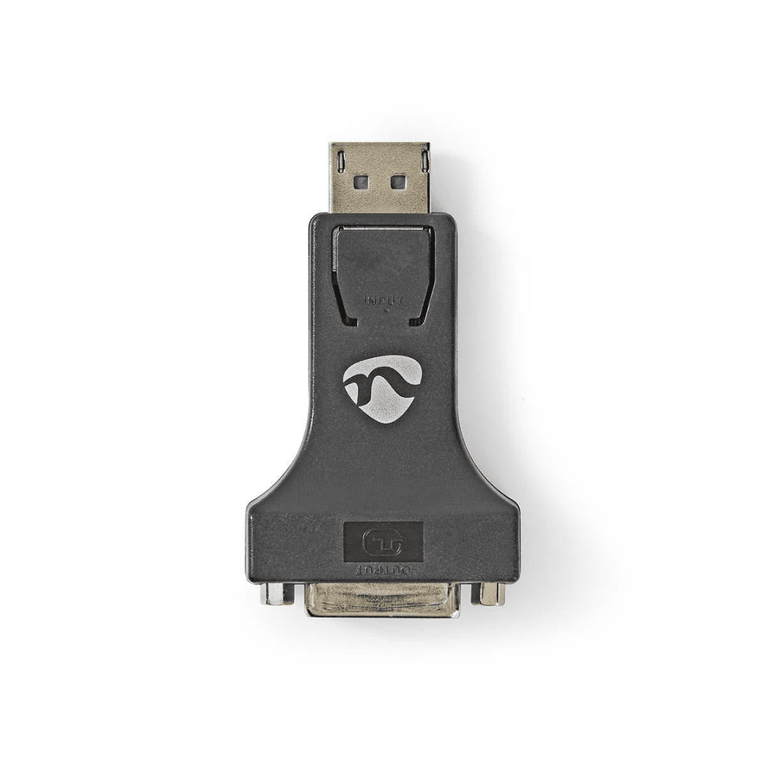 DisplayPort-Adapter DisplayPort Male DVI-I 24+5-Pins Female 1080p Vernikkeld Recht Rond ABS ABS Zwart Blister