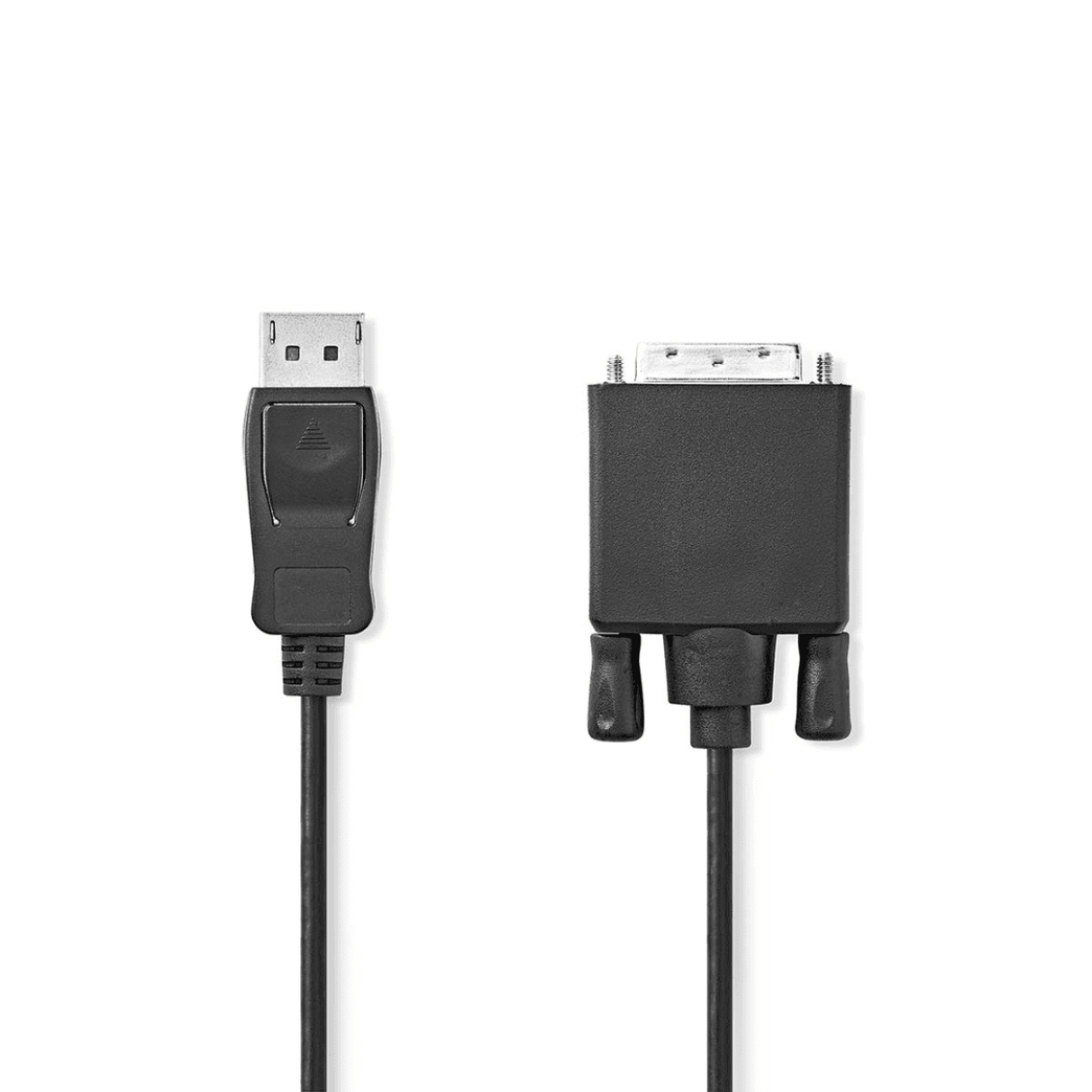 DisplayPort-Kabel DisplayPort Male DVI-D 24+1-Pins Male 1080p Vernikkeld 1.00 m Rond PVC Zwart Polybag