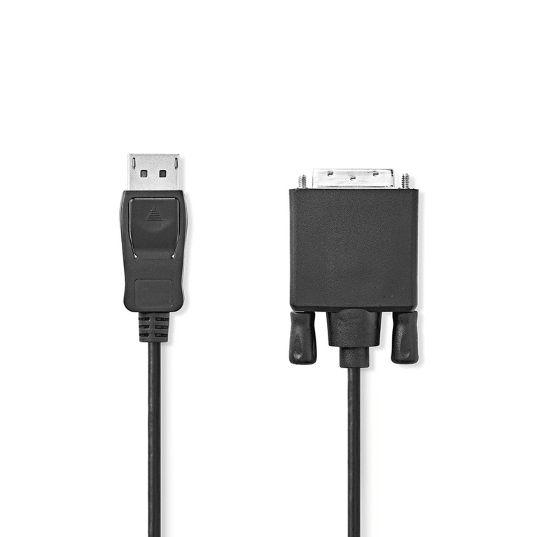 DisplayPort-Kabel DisplayPort Male DVI-D 24+1-Pins Male 1080p Vernikkeld 2.00 m Rond PVC Zwart Envelop