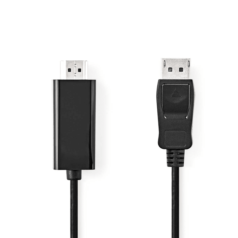 DisplayPort-Kabel DisplayPort Male HDMI Connector 1080p Vernikkeld 1.00 m Rond PVC Zwart Envelop